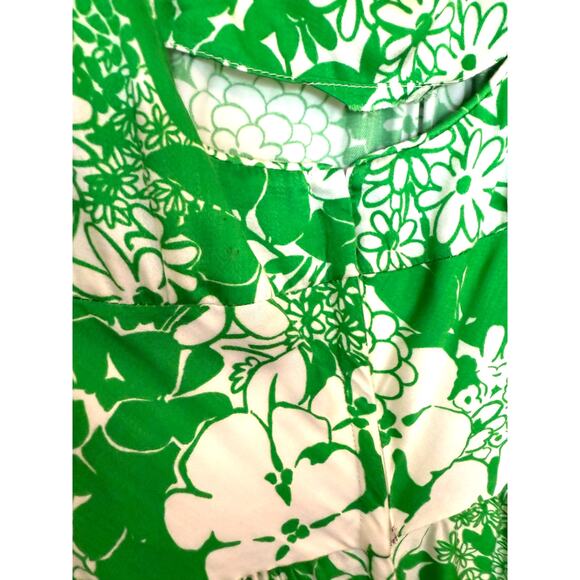 Vintage Waltah Clarkes Hawaiian Floral Maxi Dress‎ Green White Size 12 Neck - Picture 10 of 10